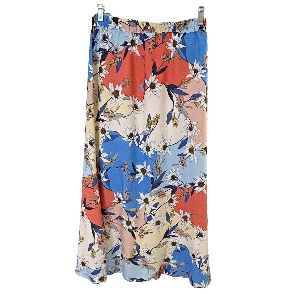 Philosophy Boho Casual multi-color Floral Print Maxi Skirt Elastic Waist Size PS